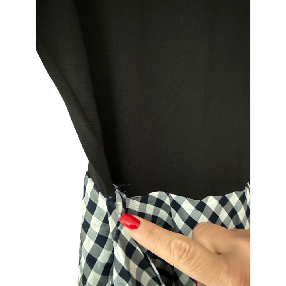 Maje Rapri Black & White Gingham Jersey & Skirt Midi Dress Size US Large (3) - Picture 11 of 12